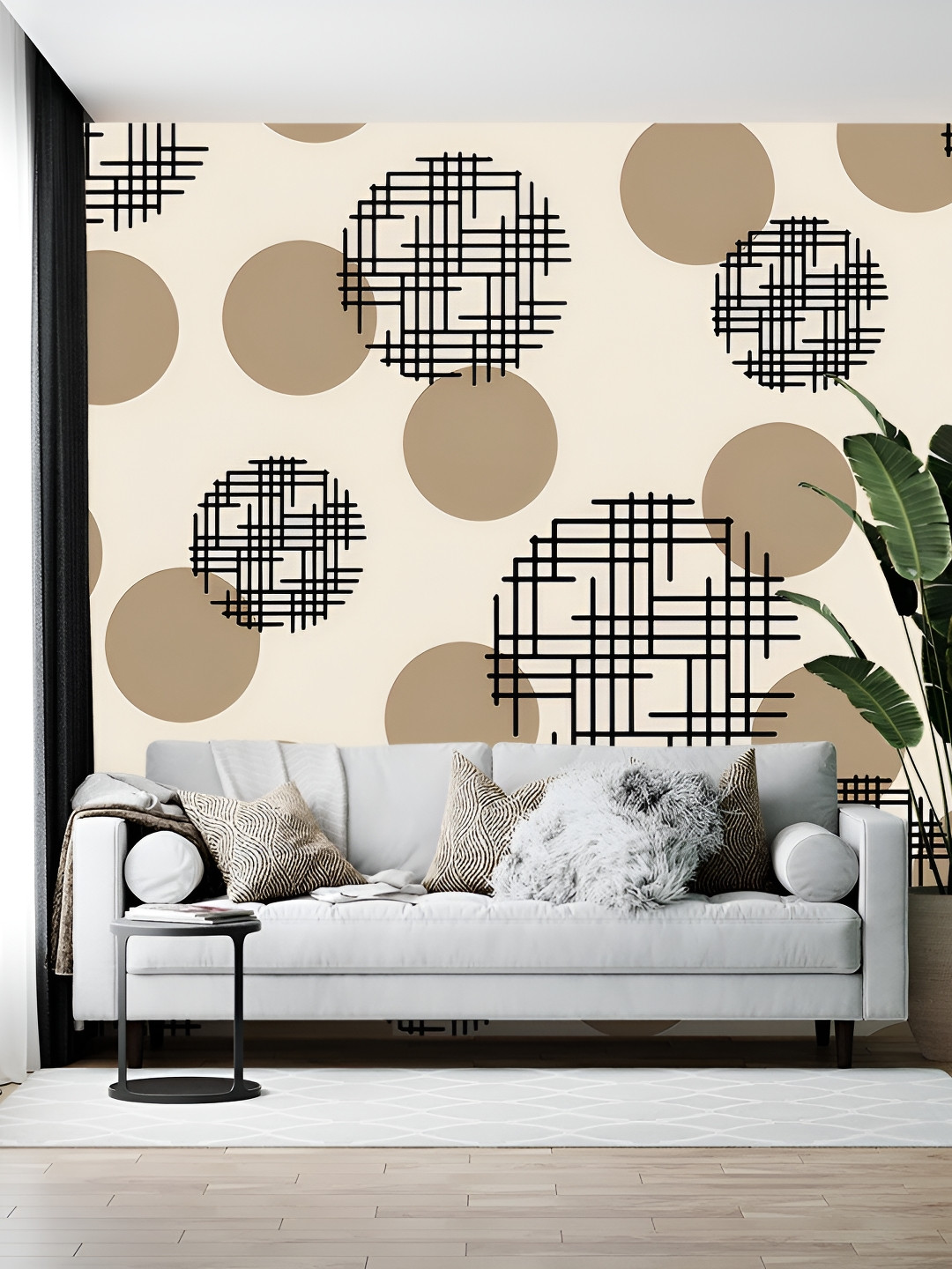 British Terminal Cream Colored Printed Abstract Wallpaper