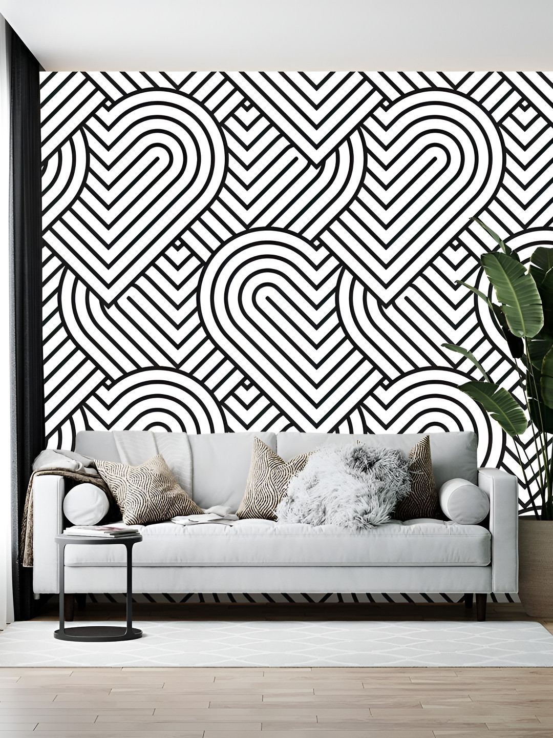 British Terminal Black & White Geometric Printed Self-Adhesive Wallpaper
