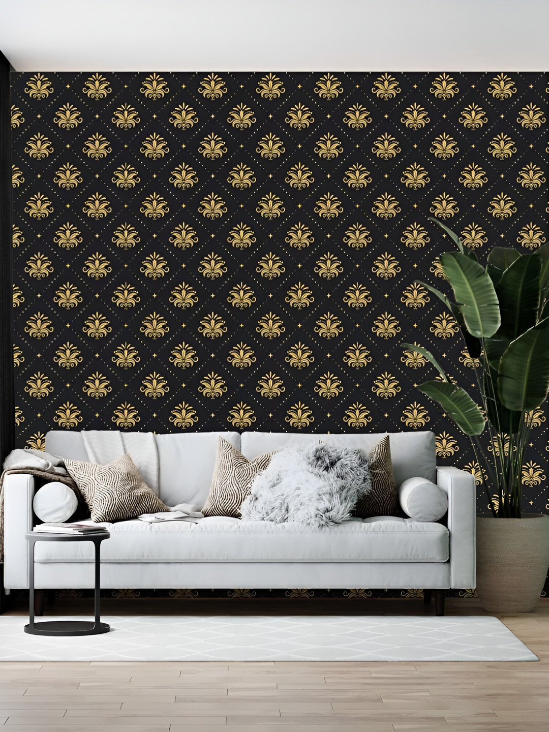 British Terminal Black & Beige Printed Self Adhesive Wallpaper