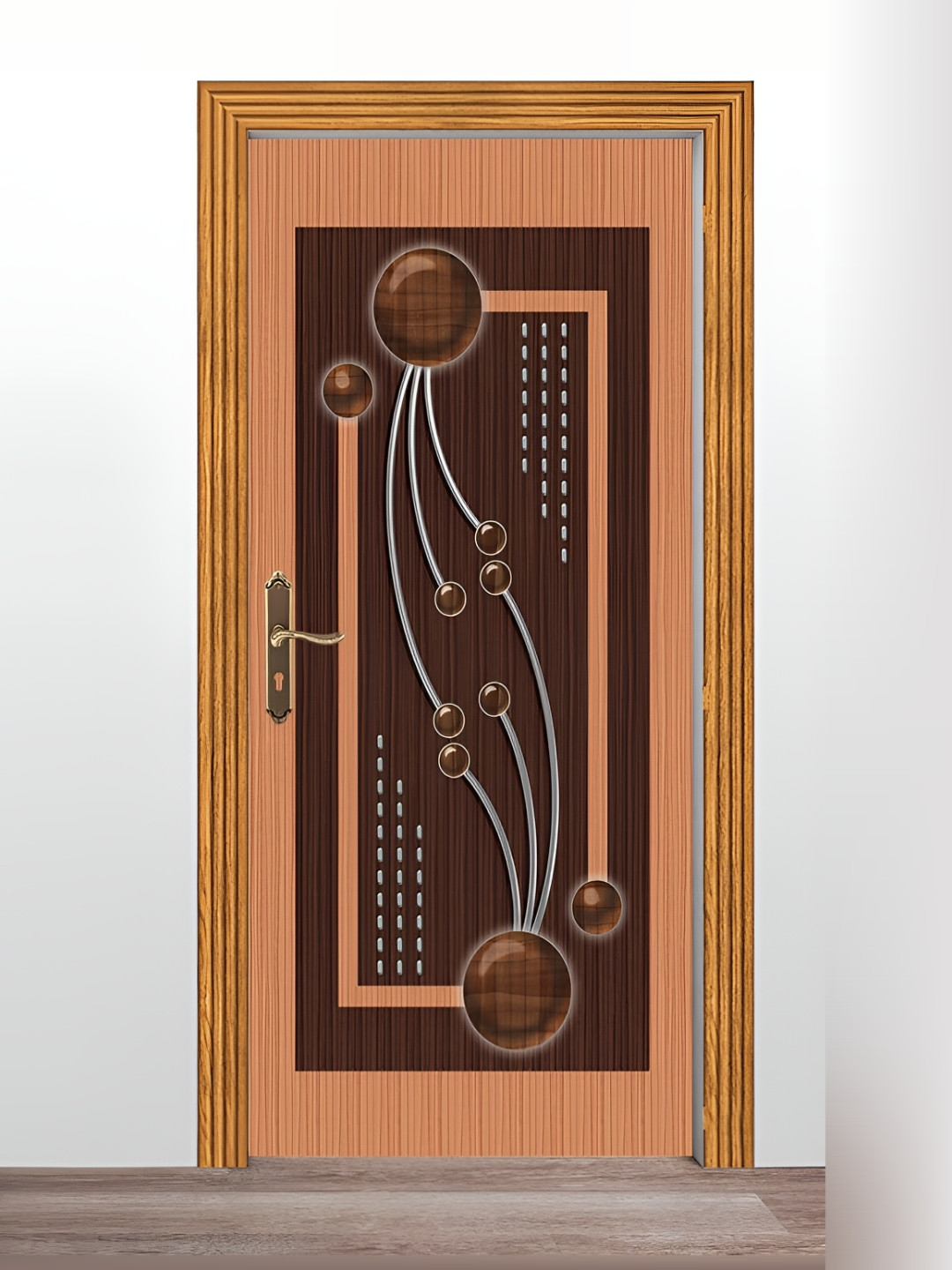 British Terminal Brown Abstract Printed Self-Adhesive Water-Resistant Door Sticker