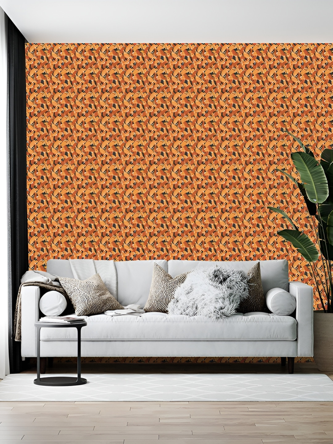 British Terminal Orange & Grey Printed Self-Adhesive Water-Resistant Wallpaper