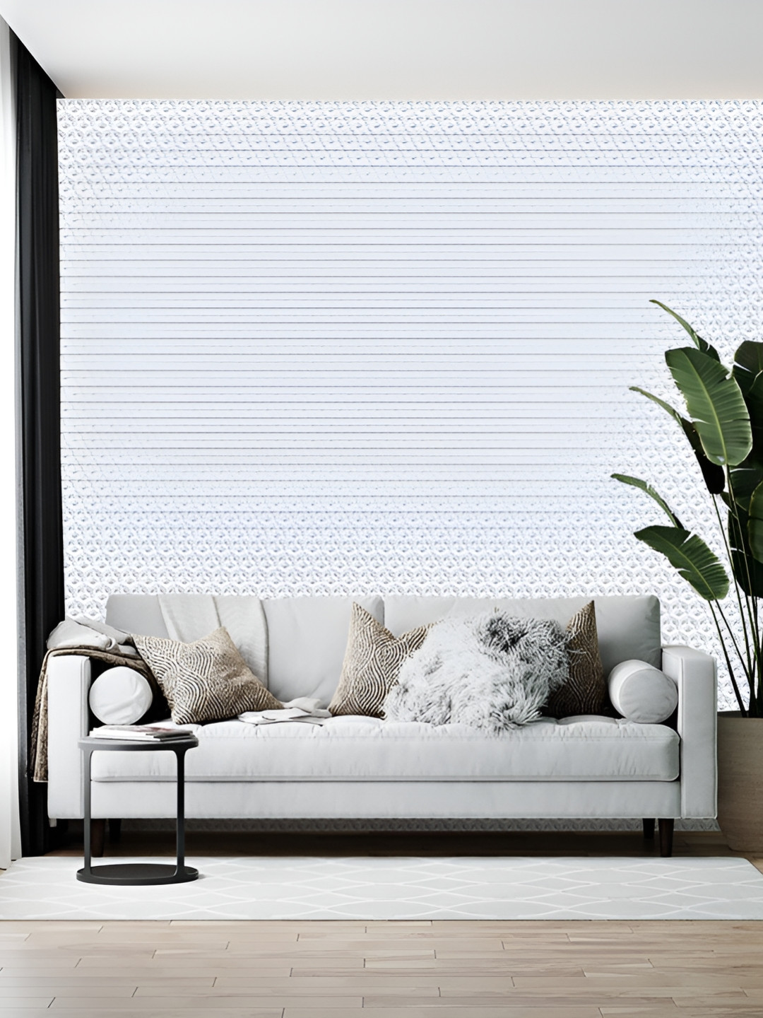 British Terminal Grey & White Striped Self-Adhesive Wall Sticker