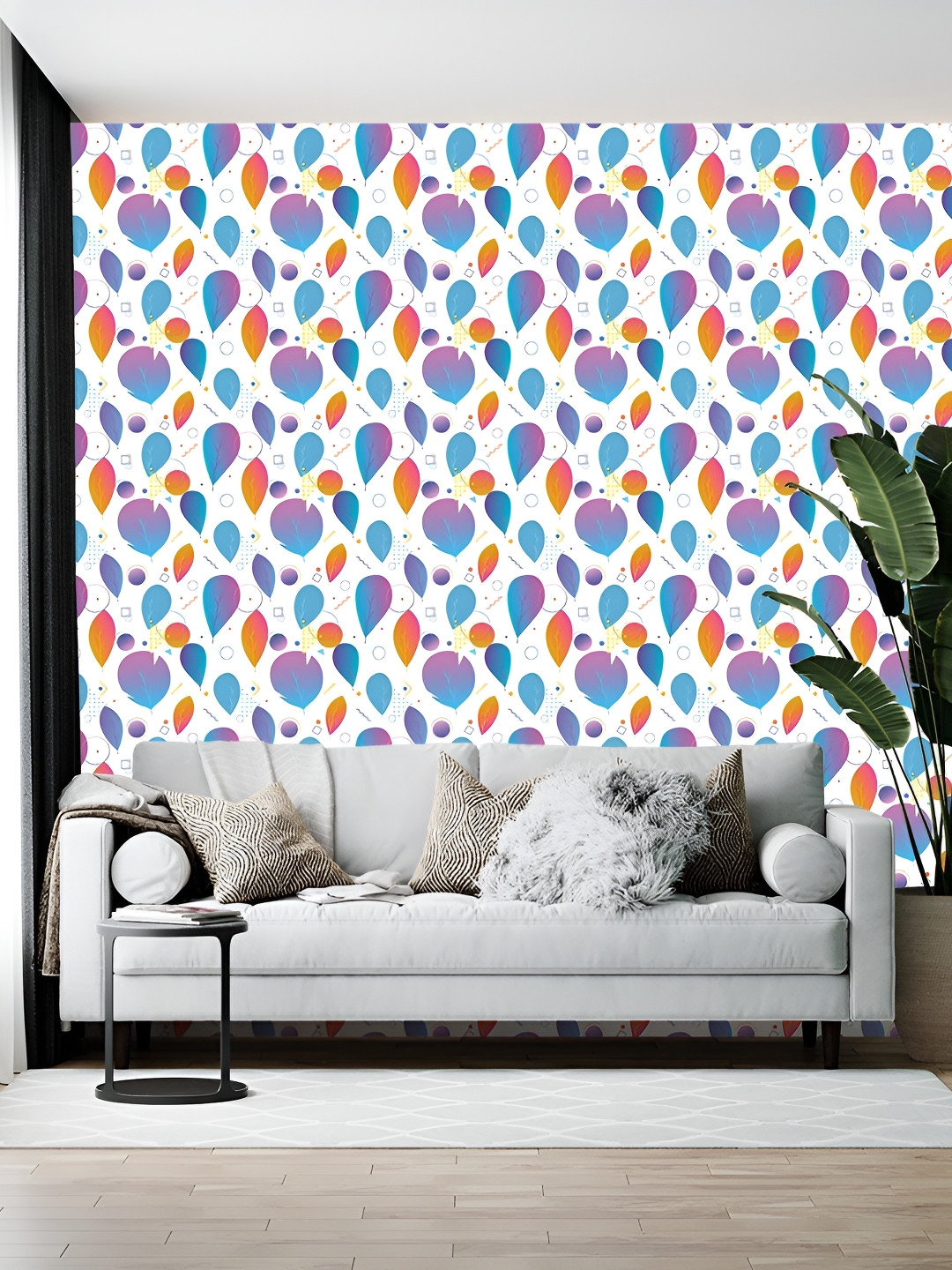 British Terminal White & Blue Abstract Printed Wallpaper