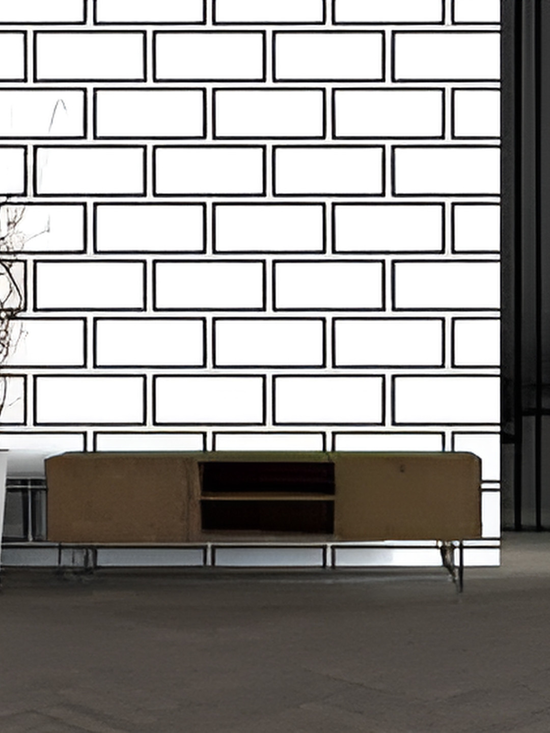British Terminal White & Black Geometric Printed Wallpaper