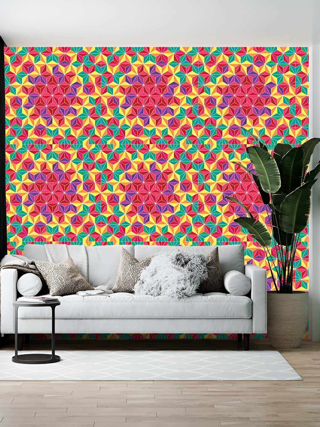British Terminal Green & Red Abstract Printed Self-Adhesive Wallpaper