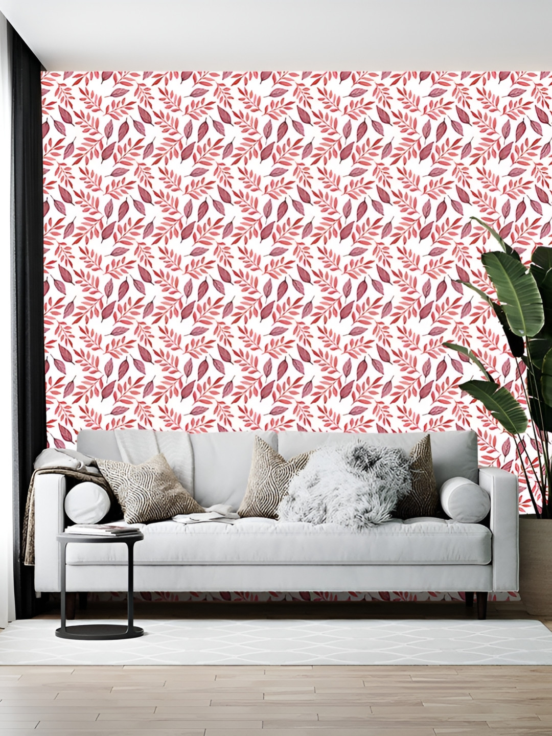 British Terminal White & Pink Floral Printed Wallpaper