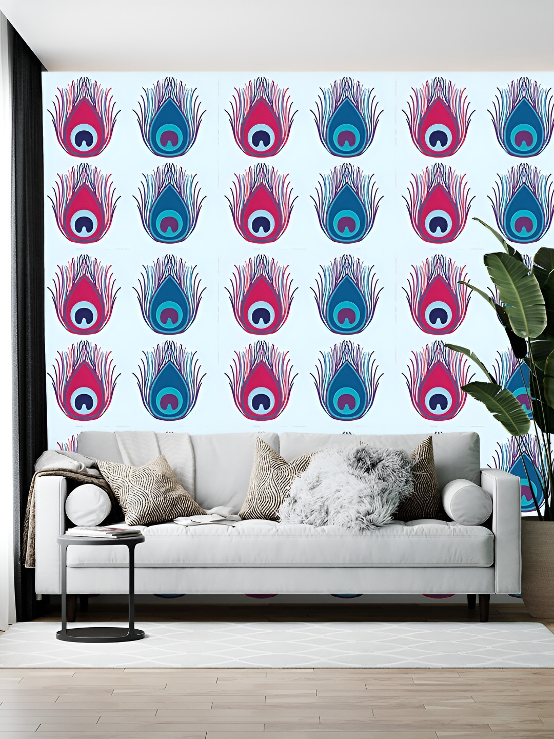 British Terminal Pink & Blue Abstract Printed Self-Adhesive Wallpaper