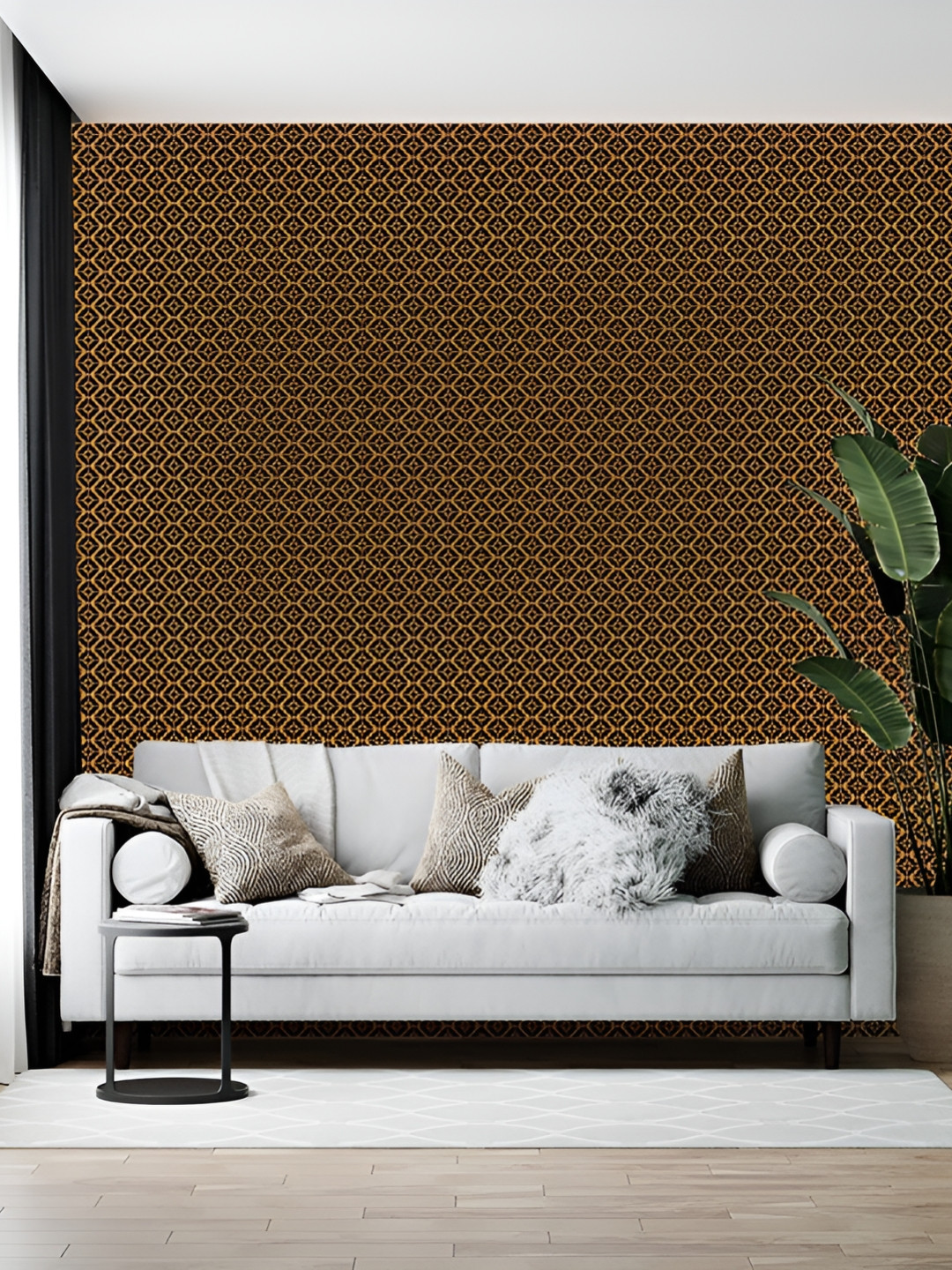 British Terminal Brown & Black Abstract Printed Wallpaper