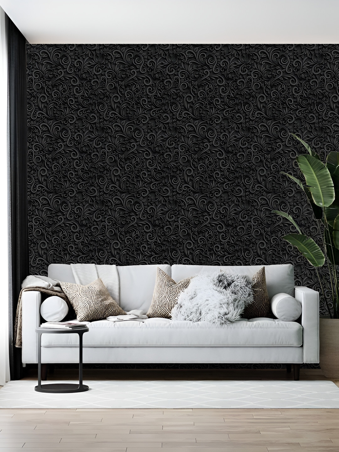 British Terminal Black Printed Self-Adhesive Wallpaper