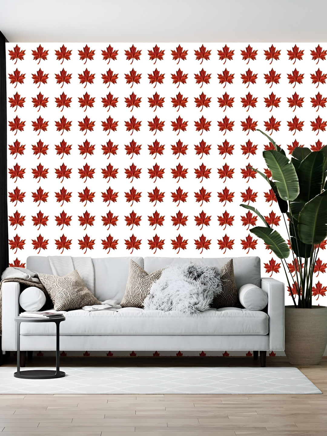British Terminal White & Red Floral Printed Wallpaper