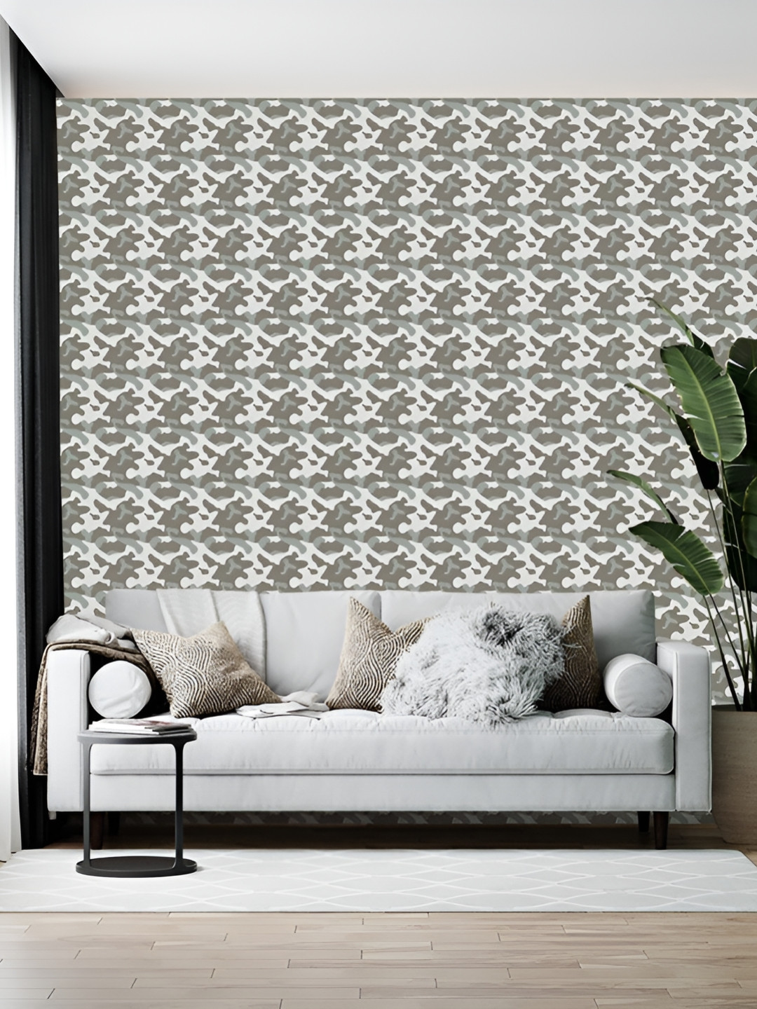 British Terminal Beige & Grey Abstract Printed Self-Adhesive Wall Sticker