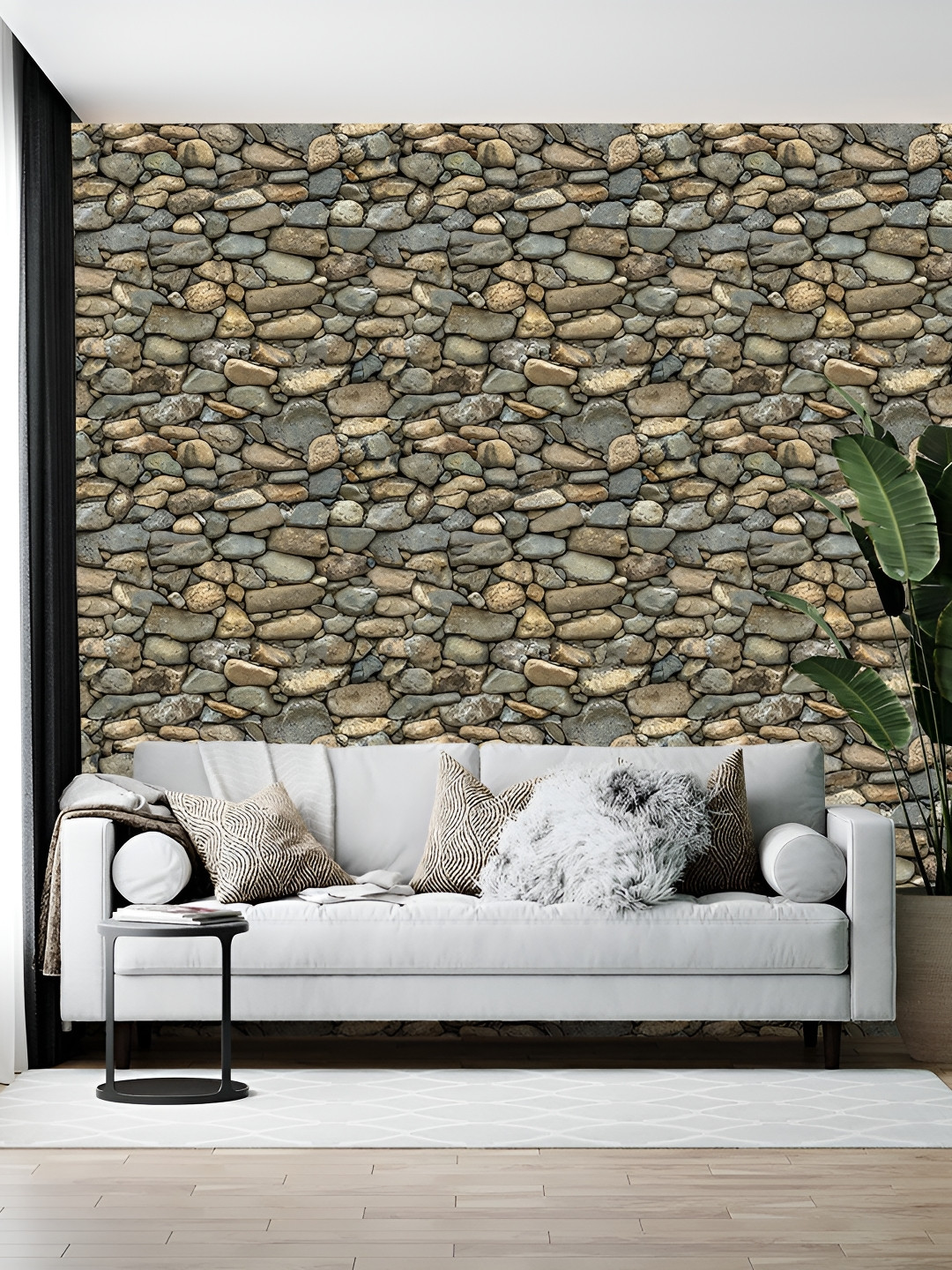 British Terminal Grey & Camel Brown Abstract Printed Self-Adhesive Wallpaper