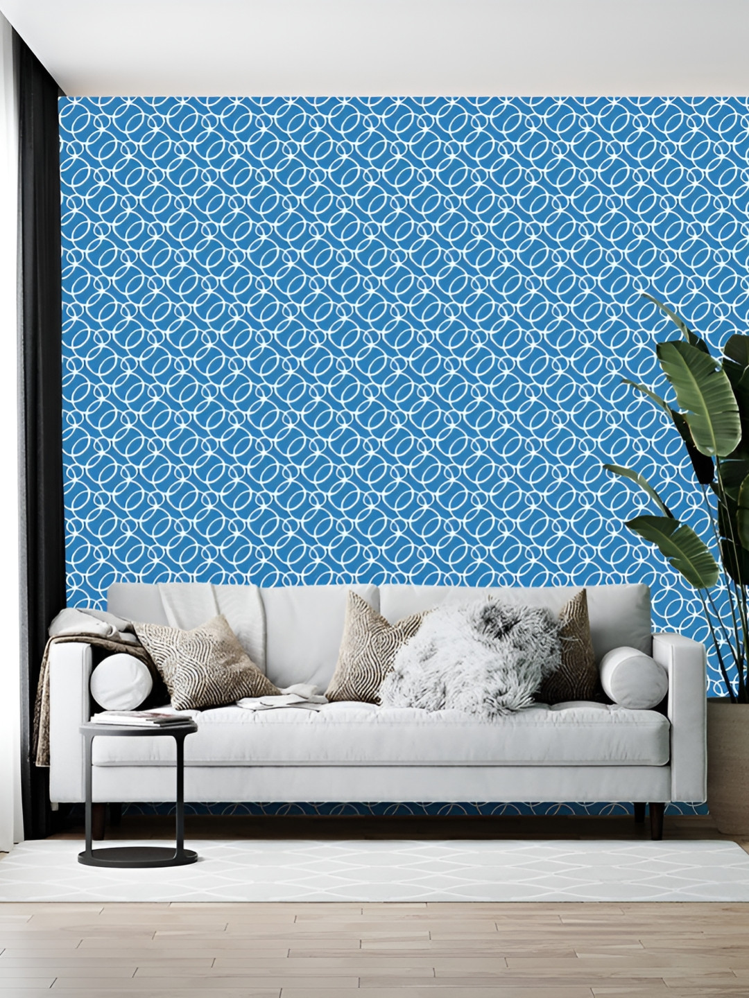 British Terminal Blue Abstract Printed Wall Paper