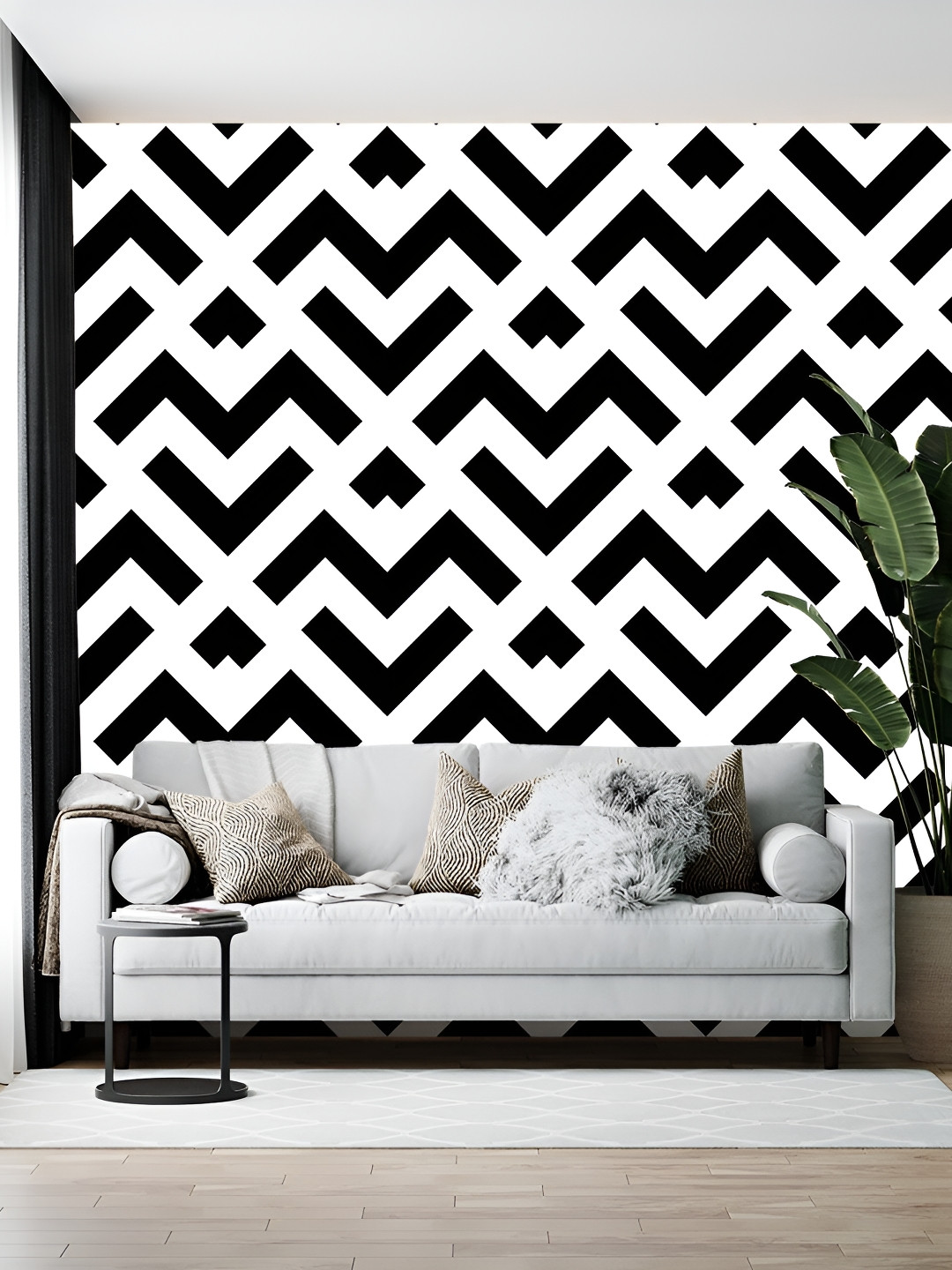 British Terminal Black & White Printed Self-Adhesive Wall Paper