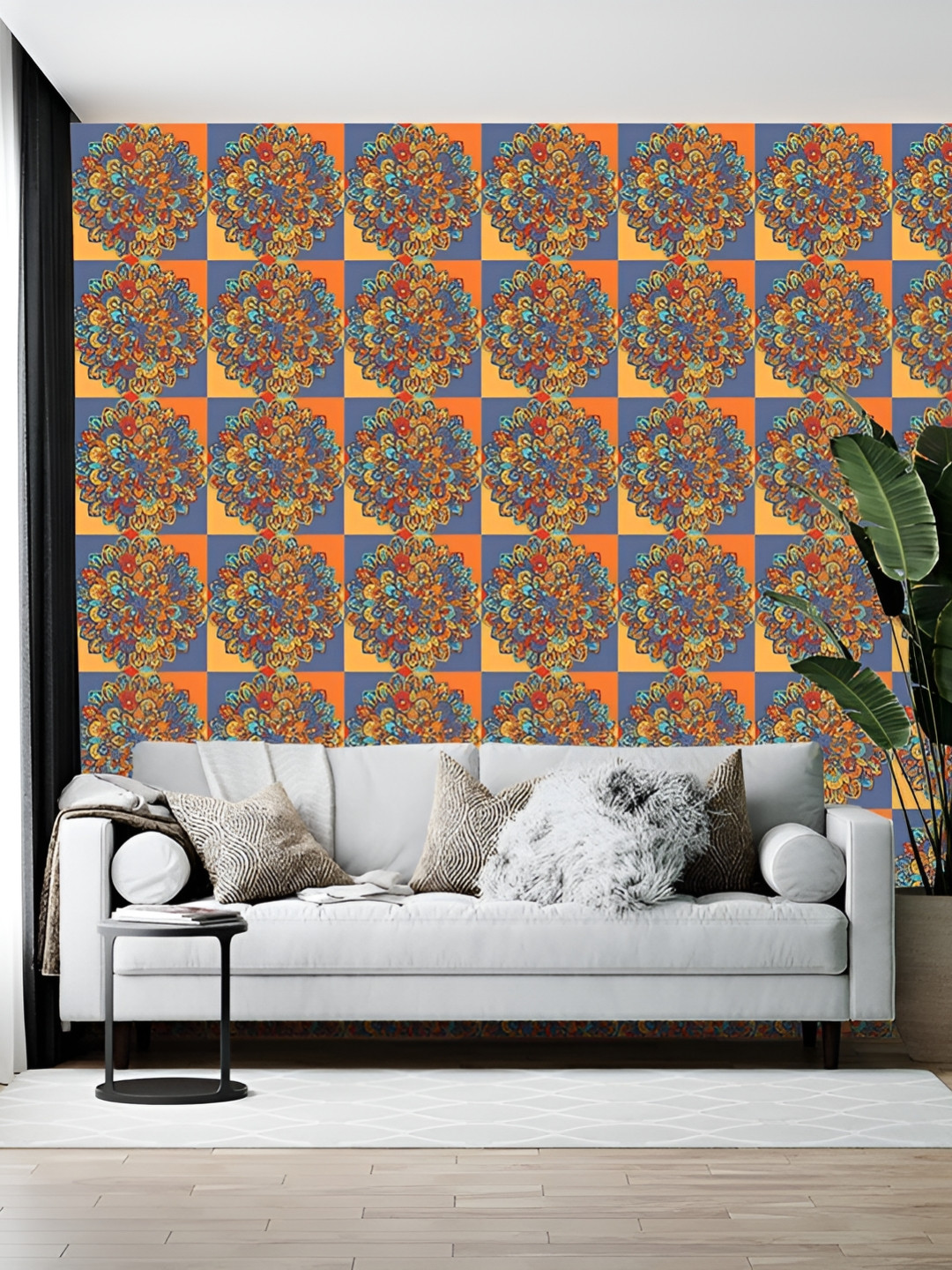 British Terminal Orange-Colored Abstract Printed Wall Paper