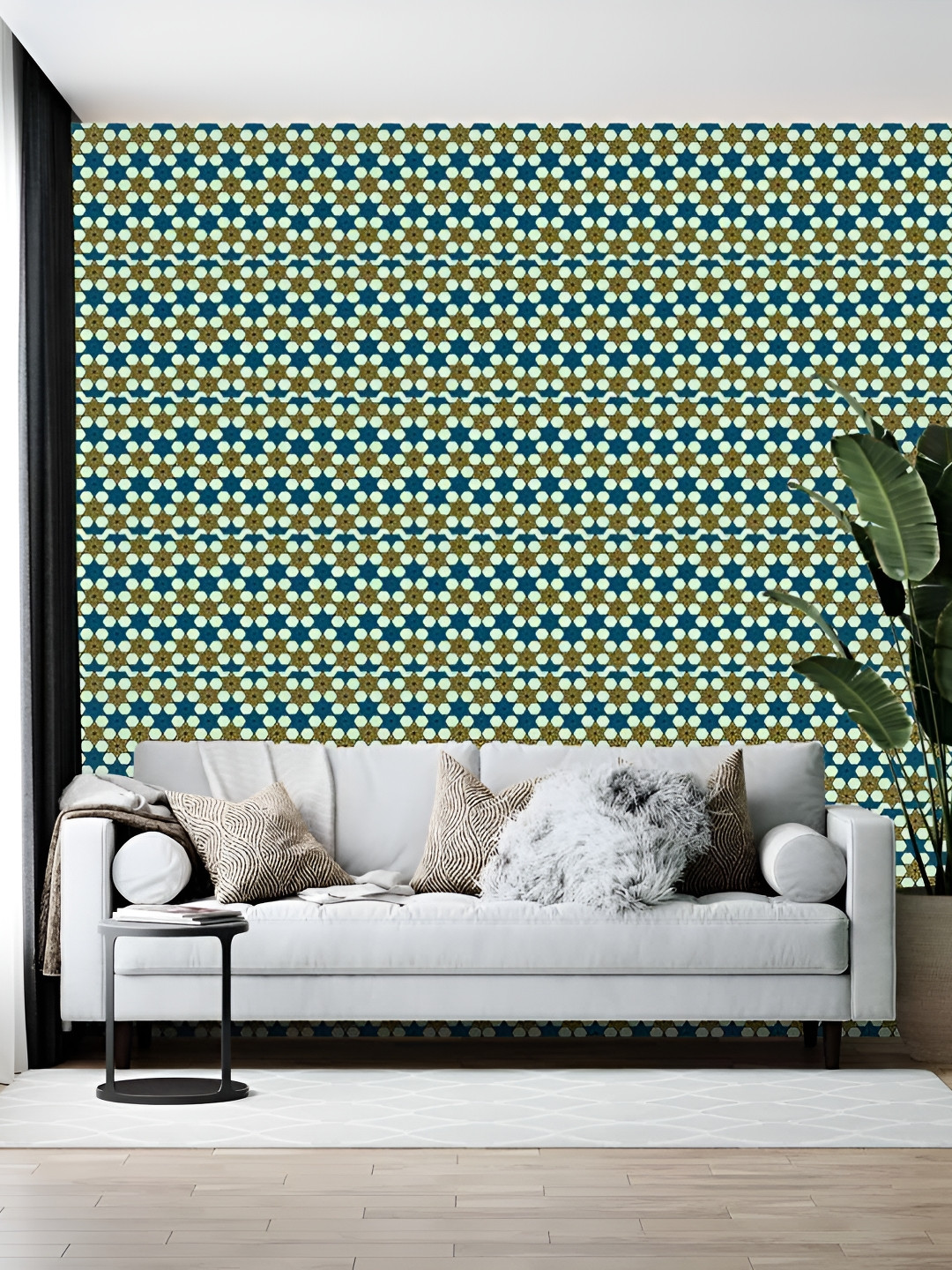 British Terminal Green & Blue Printed Self-Adhesive Wall Paper