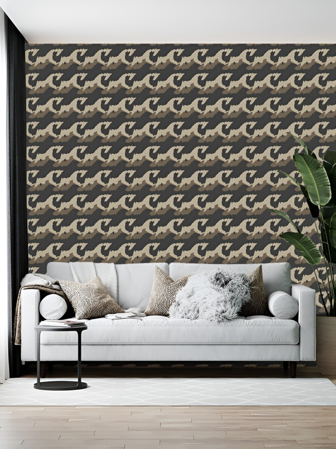 British Terminal Brown & Cream Printed Self-Adhesive Wall Paper