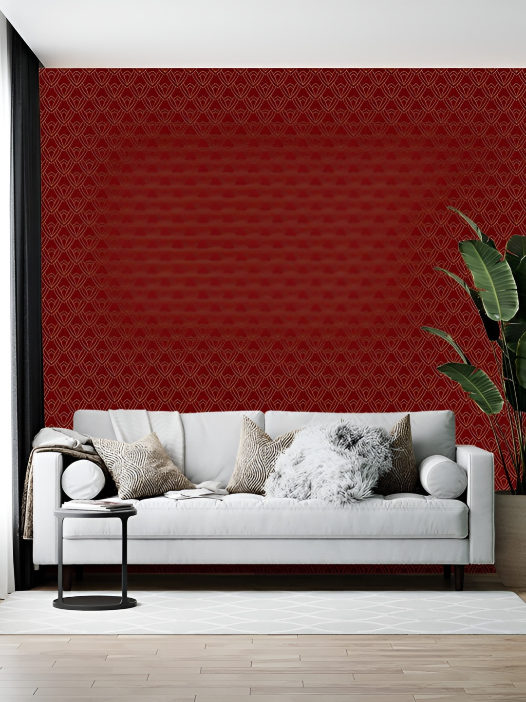 British Terminal Maroon Printed Self-Adhesive Wall Paper