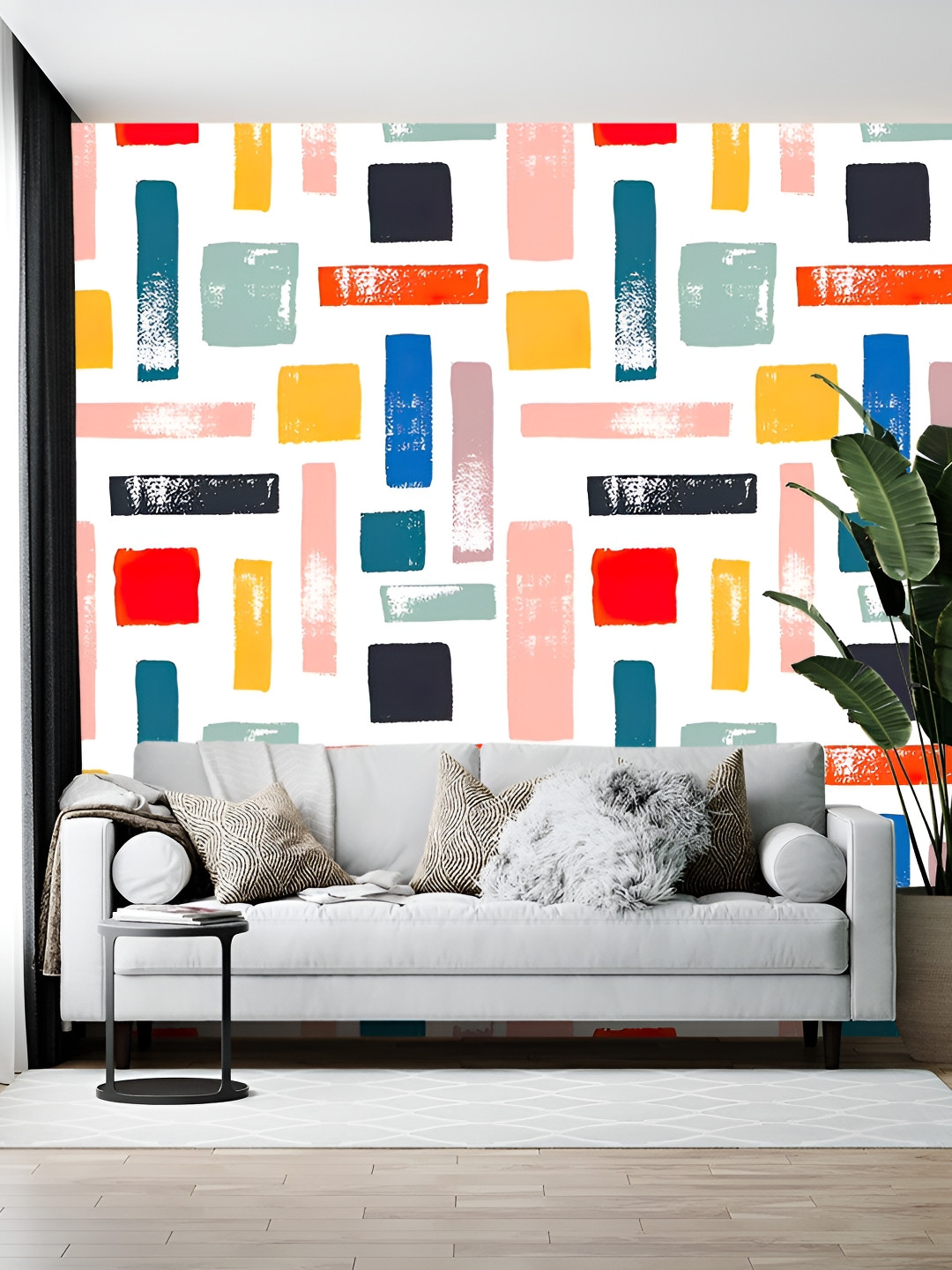 British Terminal White & Blue Printed Self-Adhesive Wall Paper
