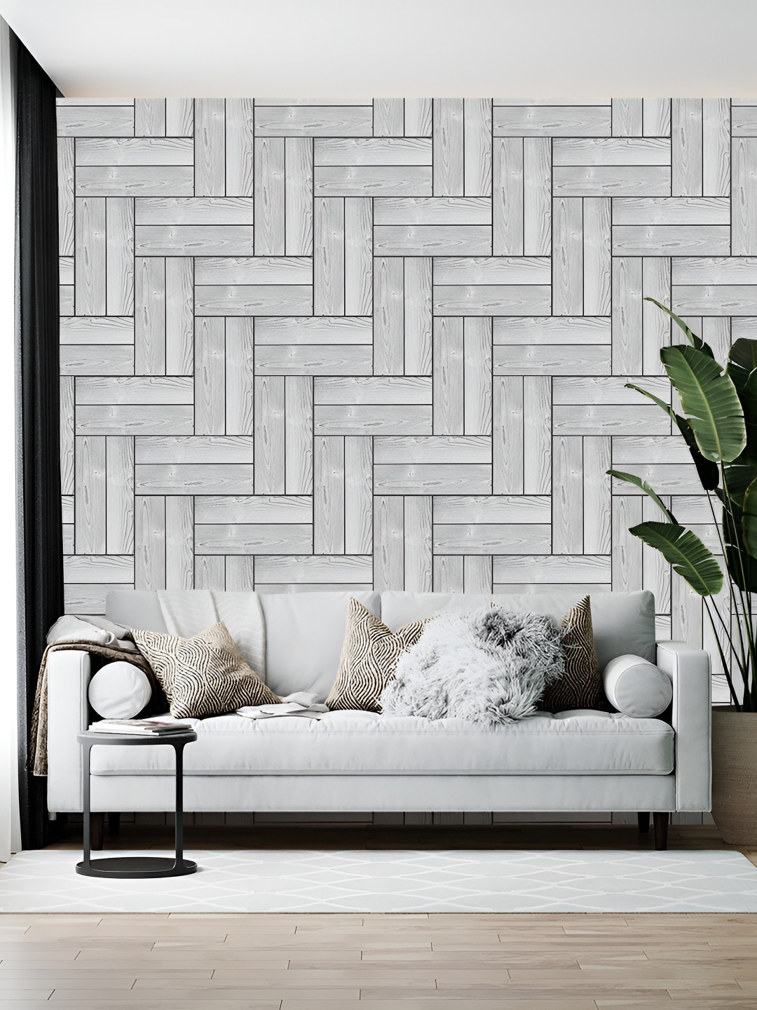 British Terminal Grey & White Printed Self-Adhesive Wall Paper