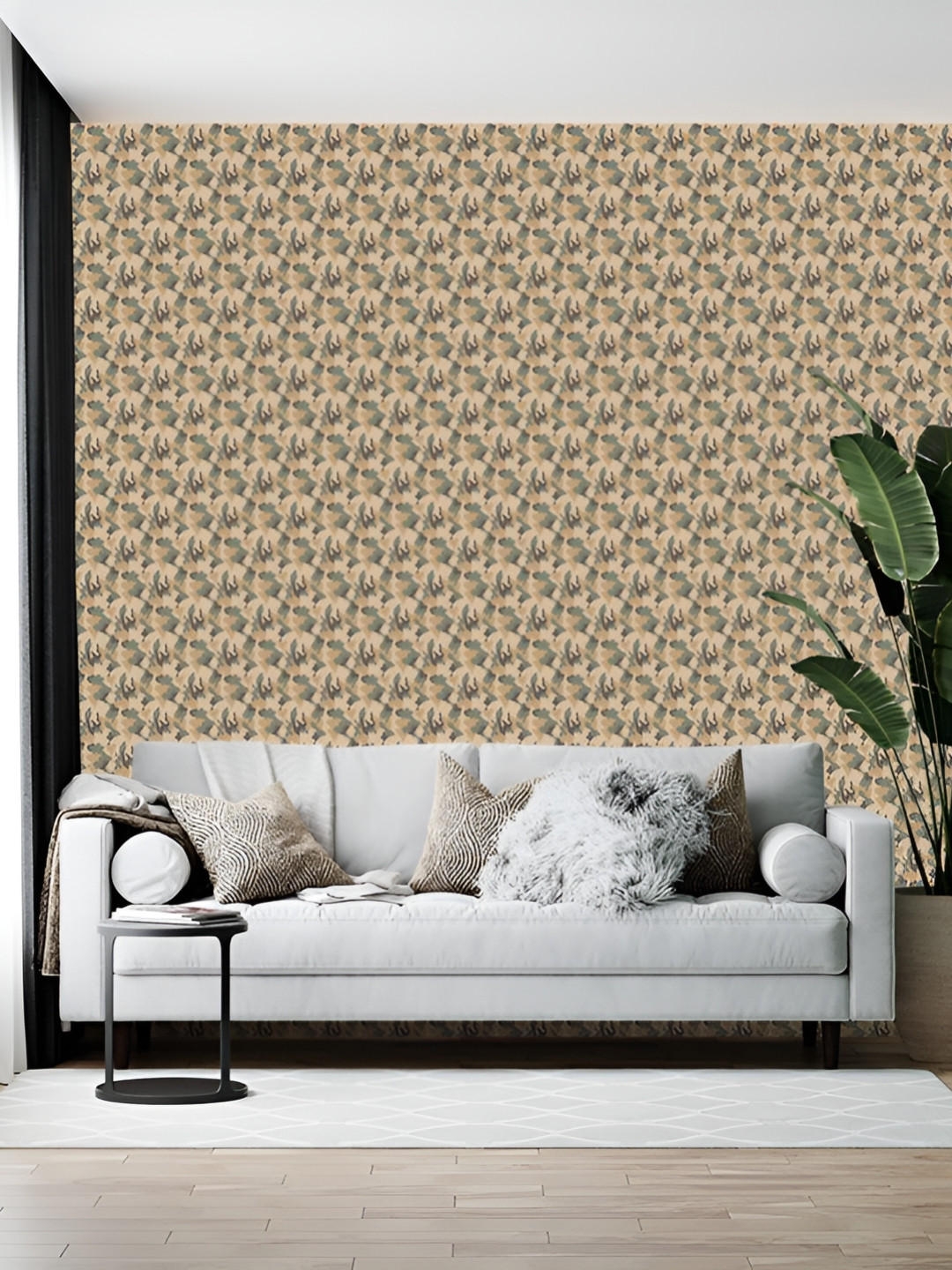 British Terminal Beige & Grey Printed Self-Adhesive Wall Paper