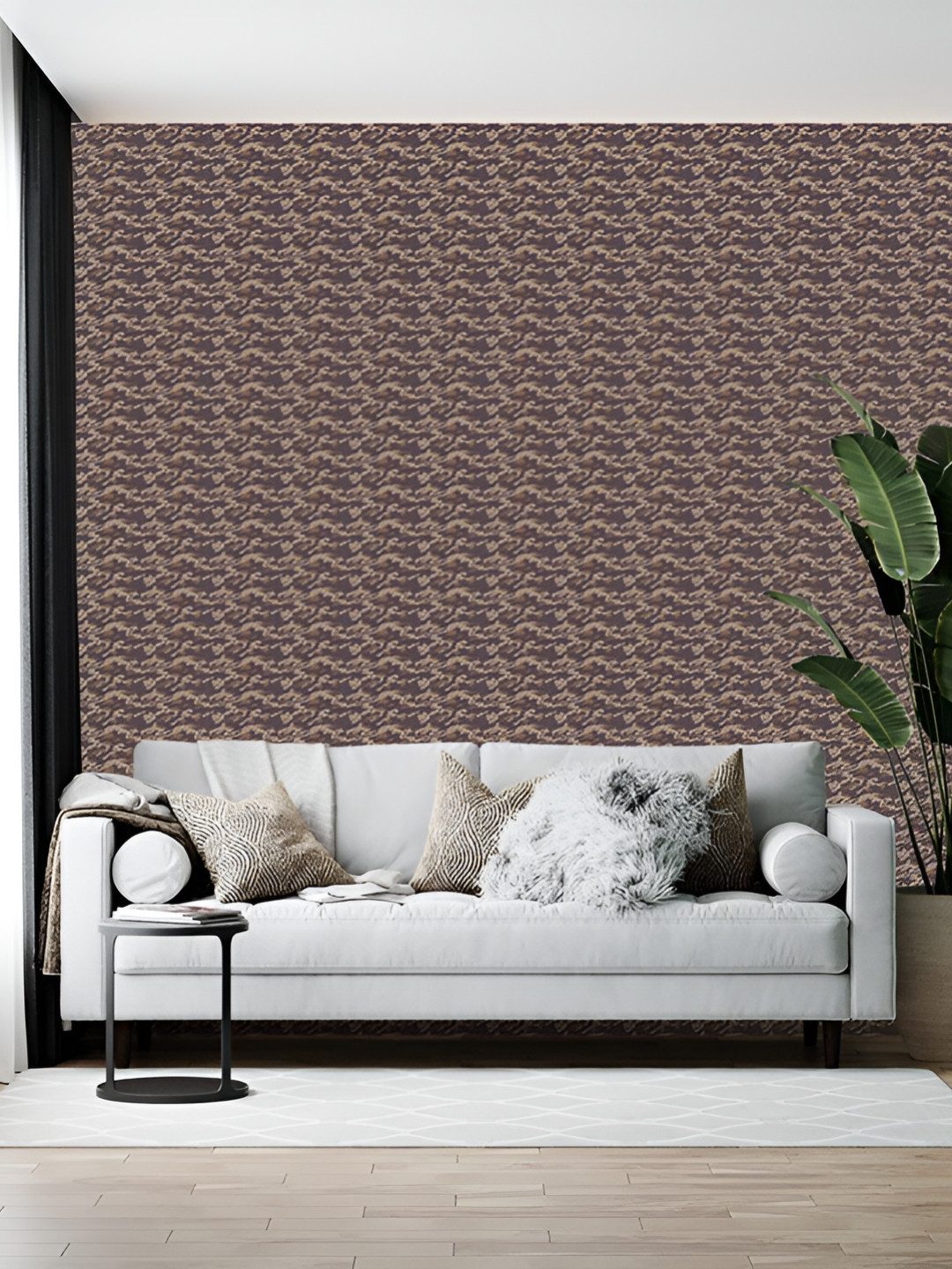 British Terminal Brown & Purple Abstract Printed Self-Adhesive Wall Sticker