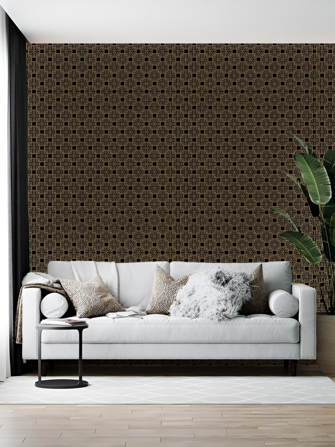 British Terminal Brown & Beige Geometric Printed Wall Sticker