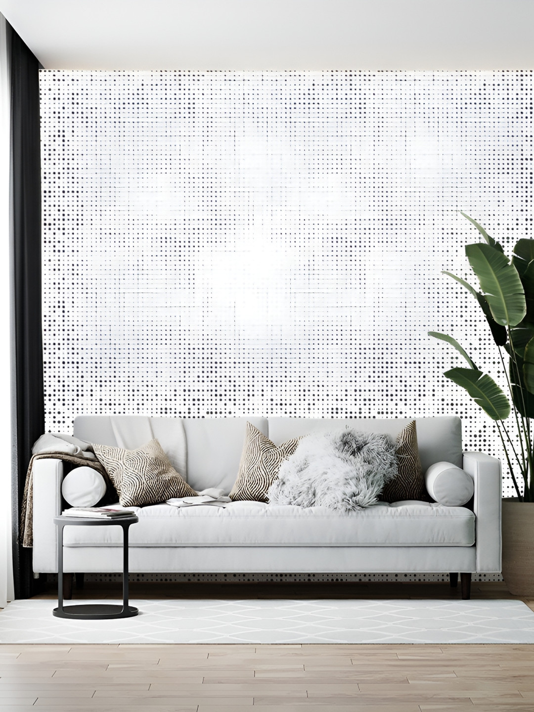 British Terminal White & Black Geometric Printed Self Adhesive Wall Sticker
