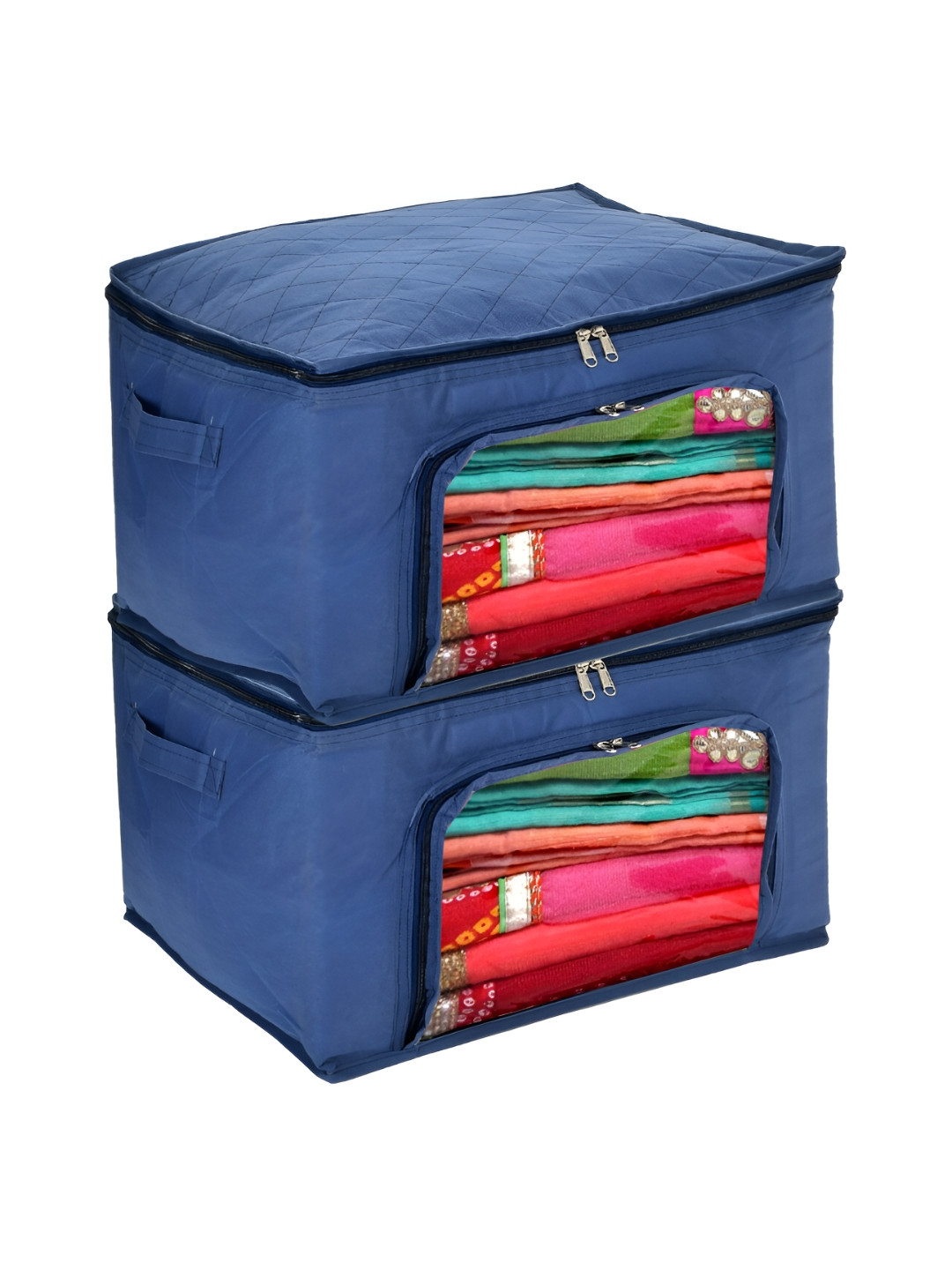 Kuber Industries Blue 2 Pieces Reusable Sweater Bag Organisers