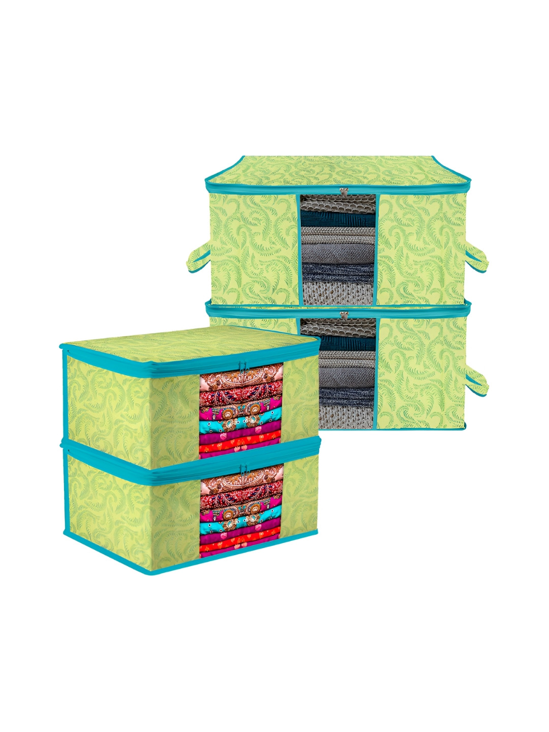 Kuber Industries Green & Blue 4 Pieces Reusable Multi-Utility Organisers