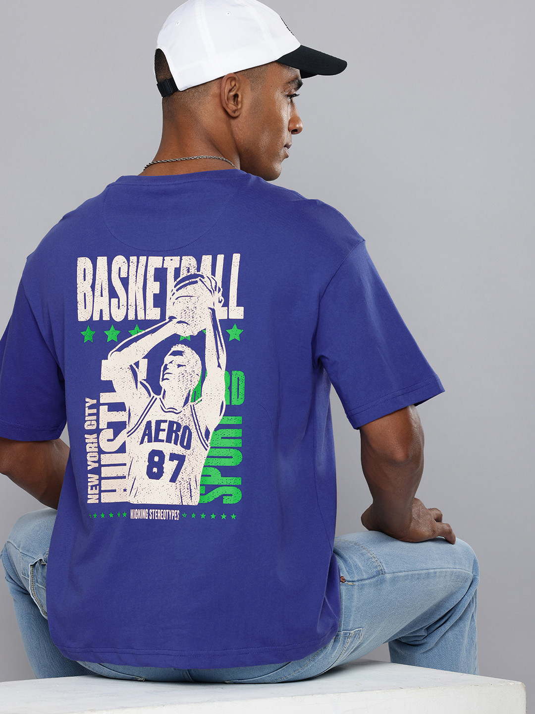 Aeropostale Graphic Printed Drop-Shoulder Sleeves Embroidered Detail Pure Cotton Relaxed Fit T-shirt