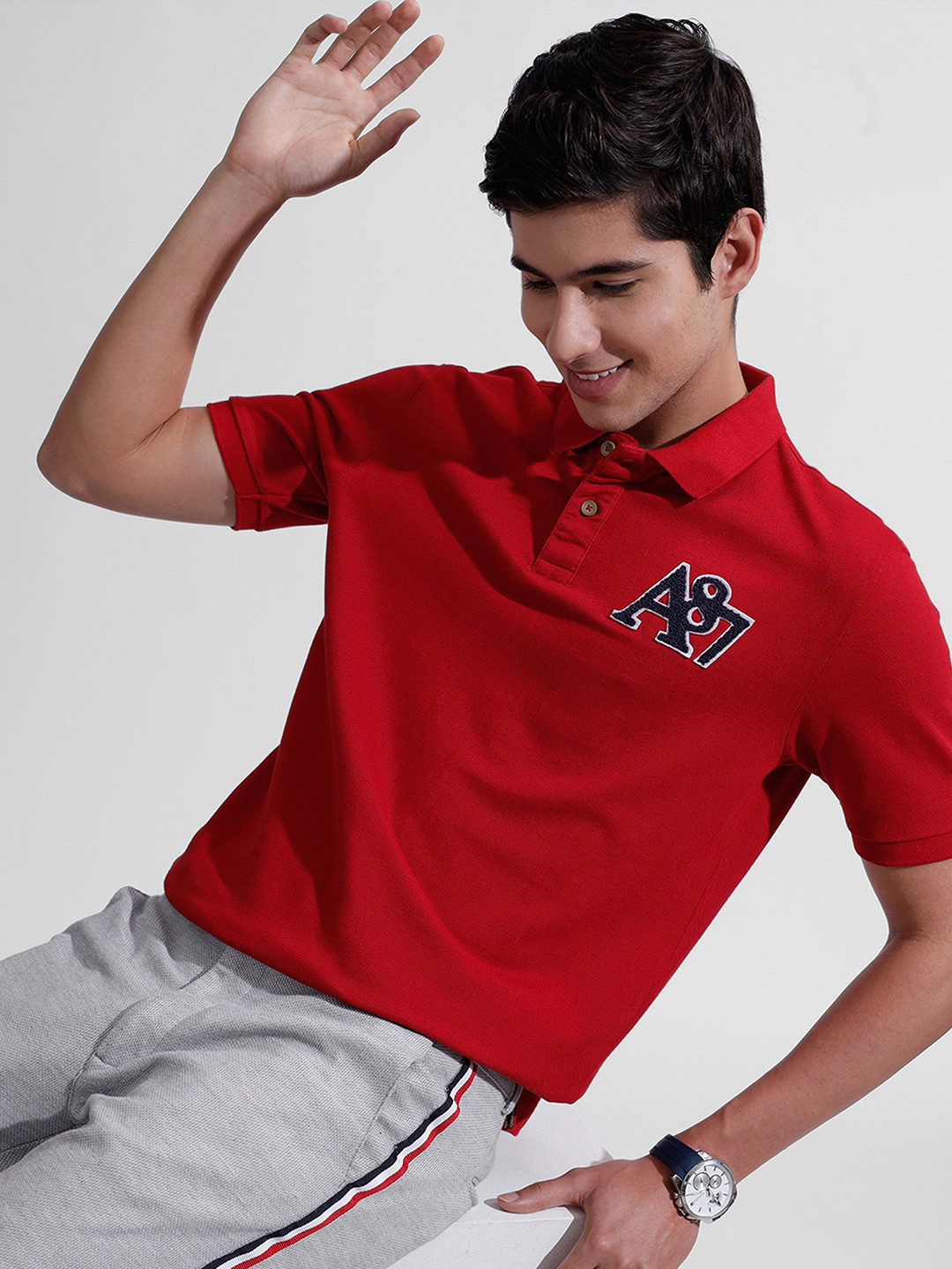 Aeropostale Polo Collar Pure Cotton Cherry Red T-shirt