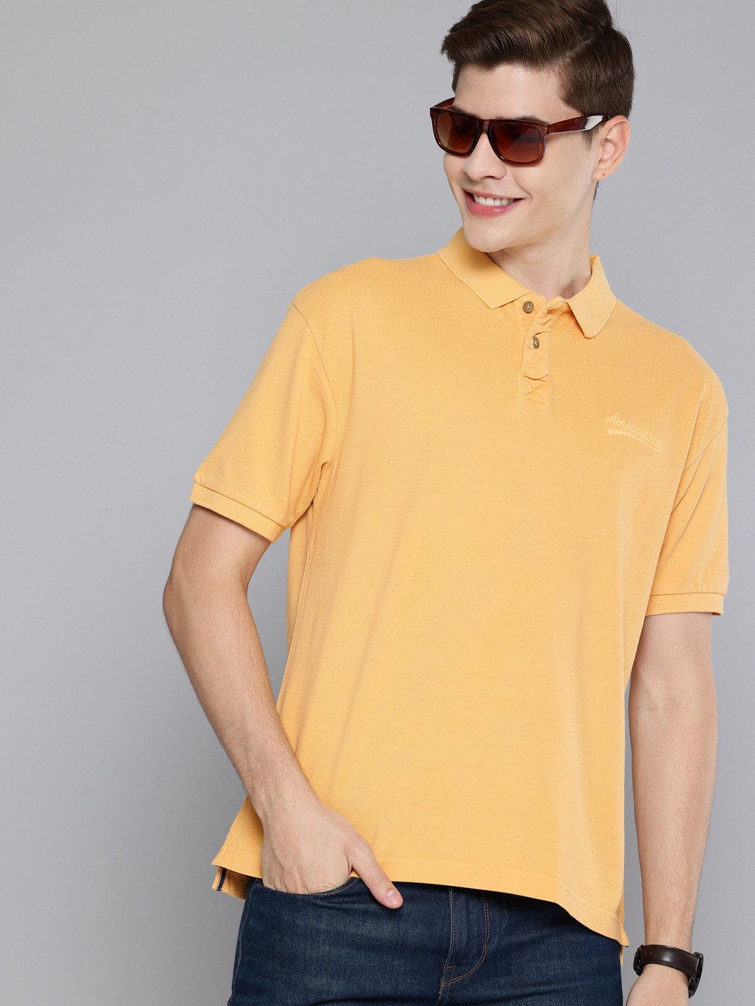 Aeropostale Polo Collar Pure Cotton Relaxed Fit T-shirt