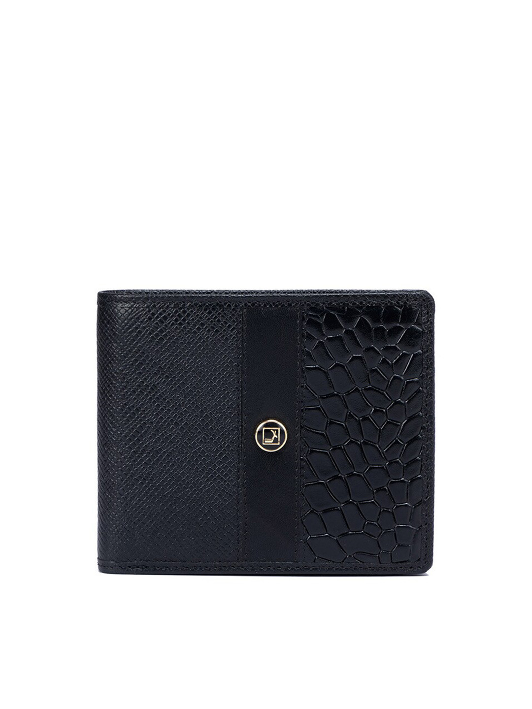 Da Milano Men Animal Textured Leather Two Fold Wallet