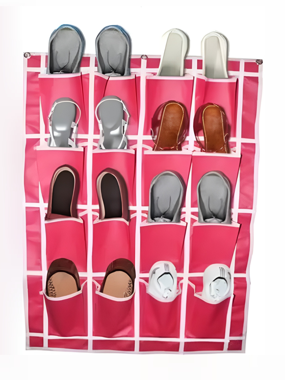 Pamworld  Pink Non Woven Fabric Hanging Shoe Rack