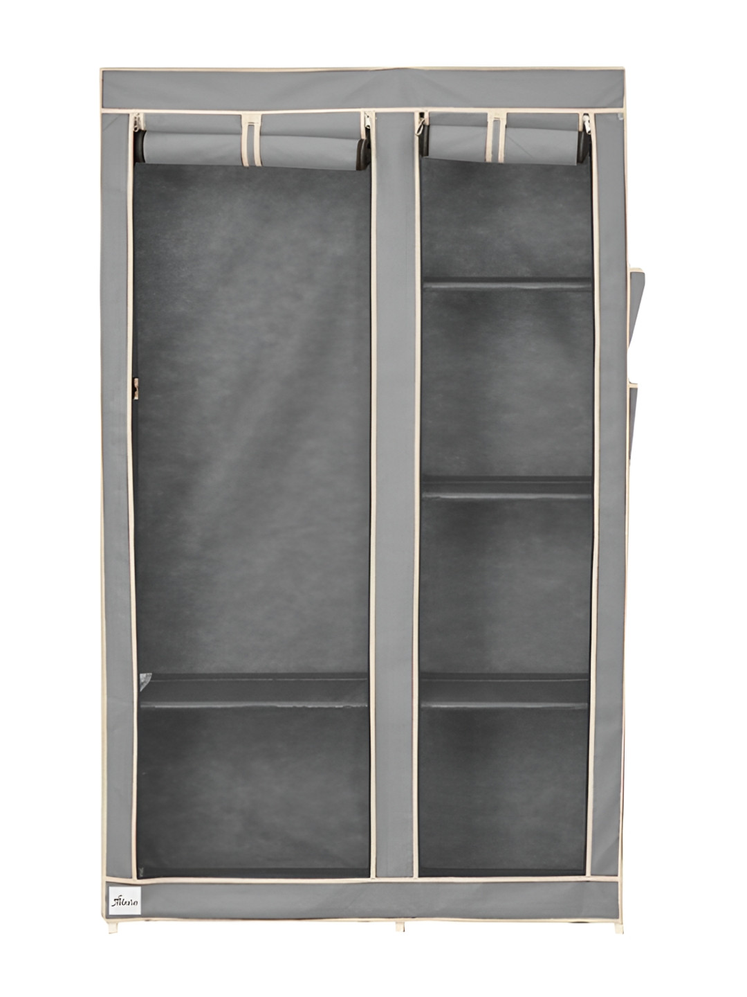 Pamworld Grey Double Door Collapsible Wardrobe With Hanging Compartment