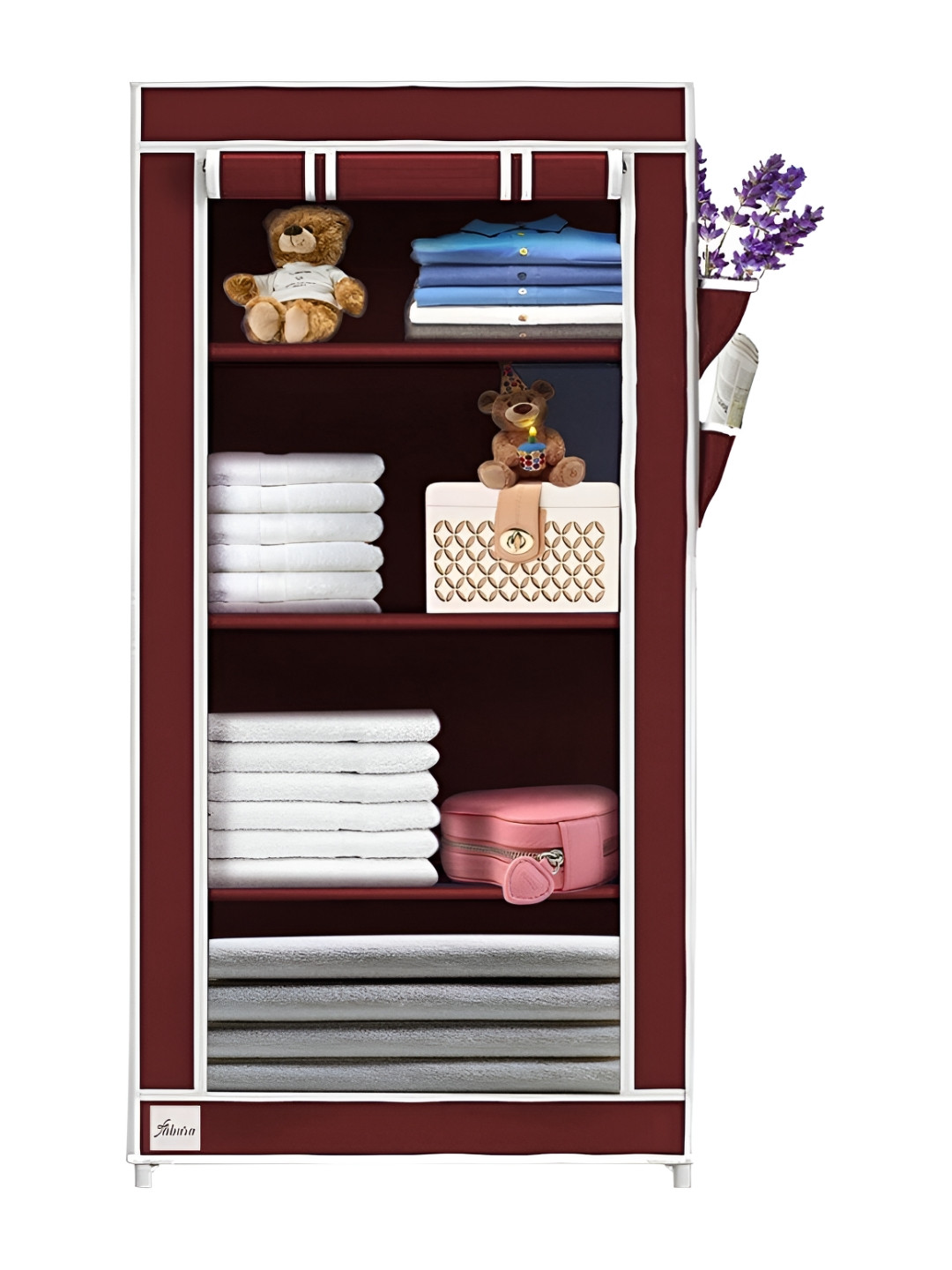 Pamworld Maroon 4 Shelf Collapsible Wardrobe