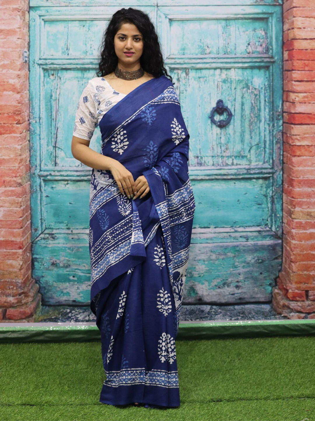 clothonus Batik Pure Cotton Block Print Saree