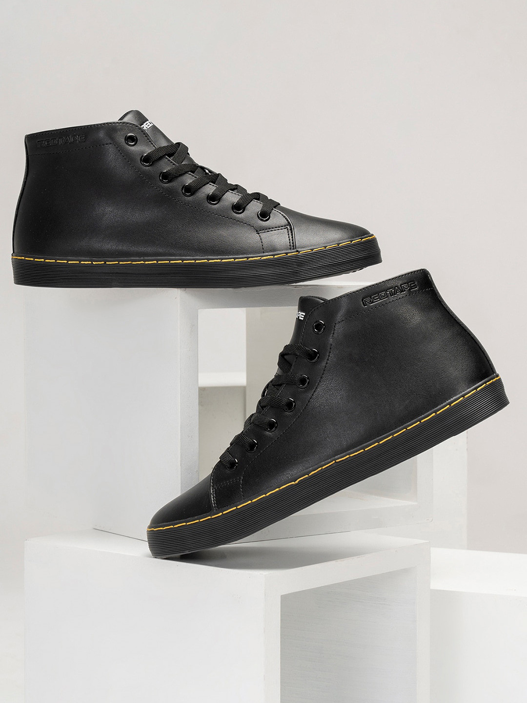 Red Tape Men Solid Mid Top Lace-Up Sneaker