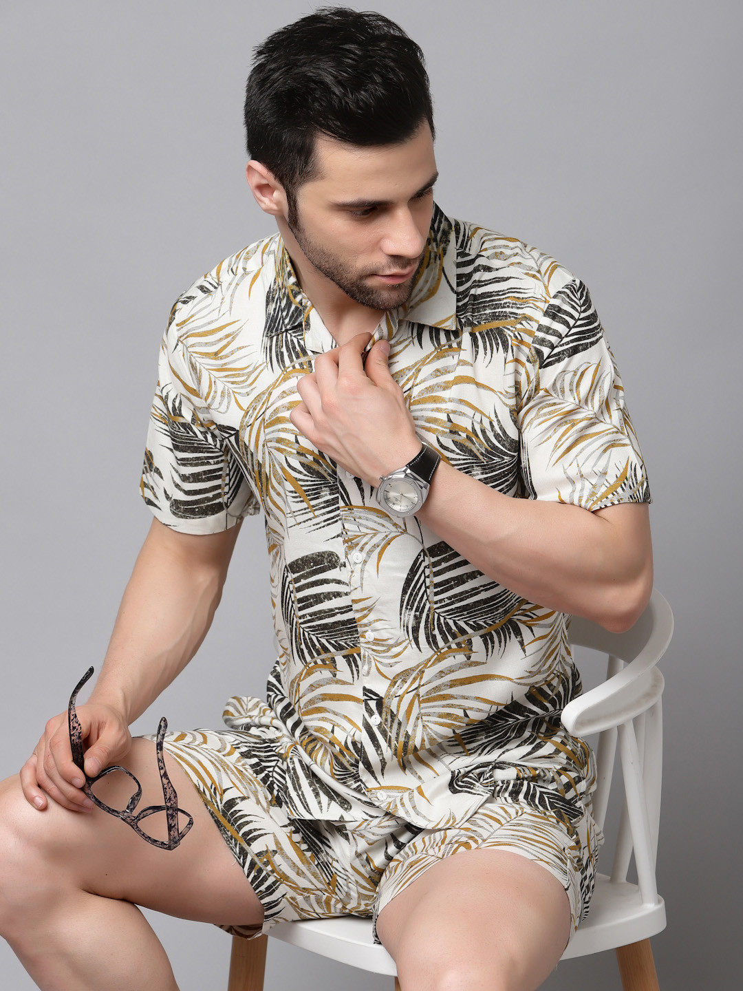 Rigo Palm Leaves Printed Shirt & Shorts