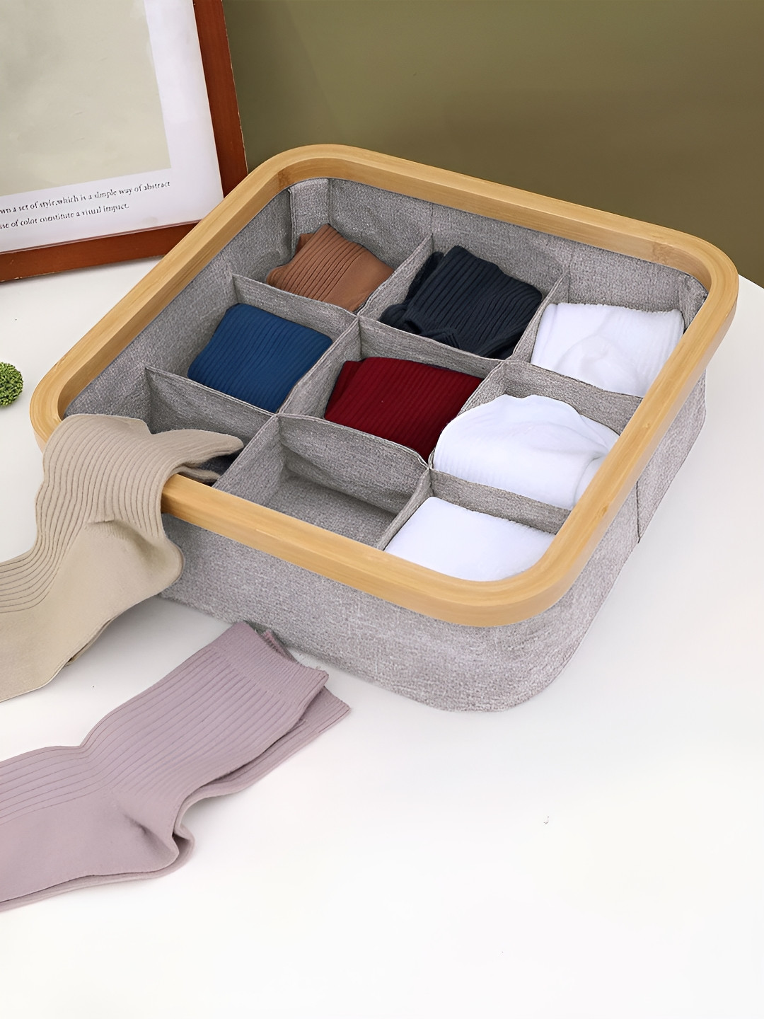 LUXEHOME INTERNATIONAL Grey Bamboo Drawer Organisers
