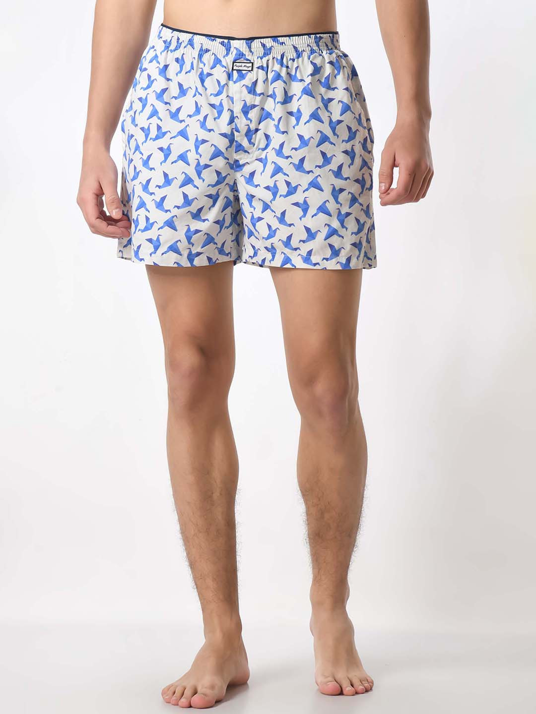 PURPLEMANGO THE FRUIT OF FASHION Origami Bird Printed Pure Cotton Boxer
