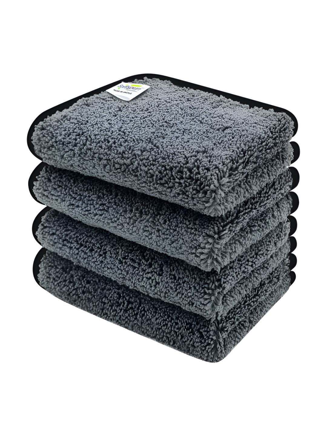 Softspun Microfiber Grey & Black 4 Pieces Microfiber Face Towels