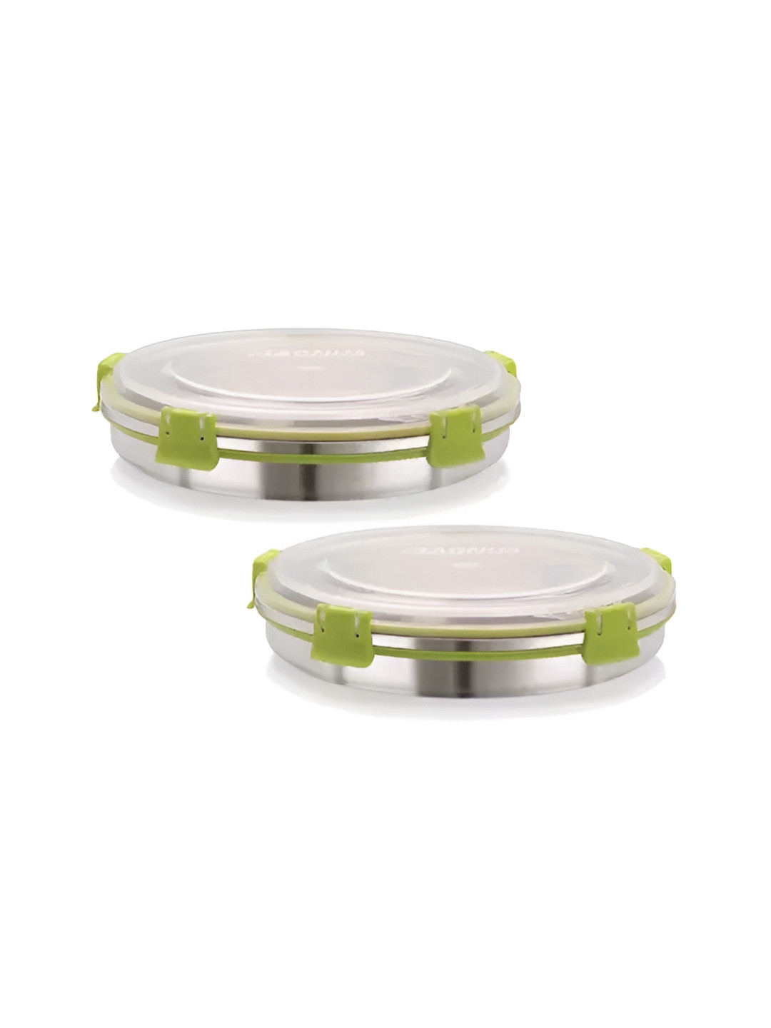 MAGNUS Silver-Toned & Green 2 Pieces Stainless Steel Food Container 800 ml
