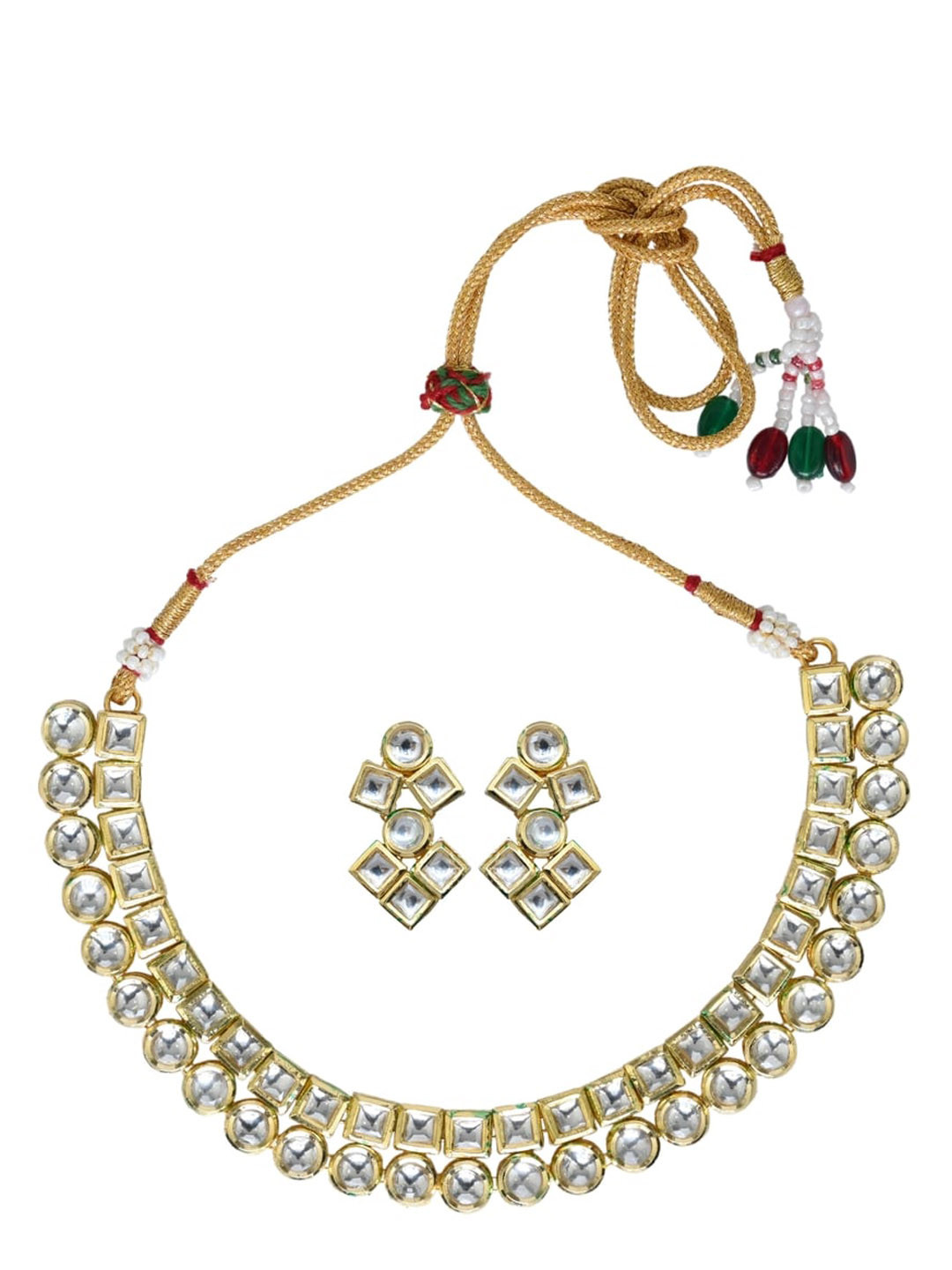Anvik Gold plated Kundan Stone-Studded Jewellery Set