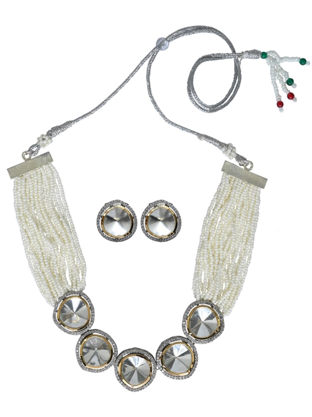 Anvik Gold plated Stone Studded Jewellery Set