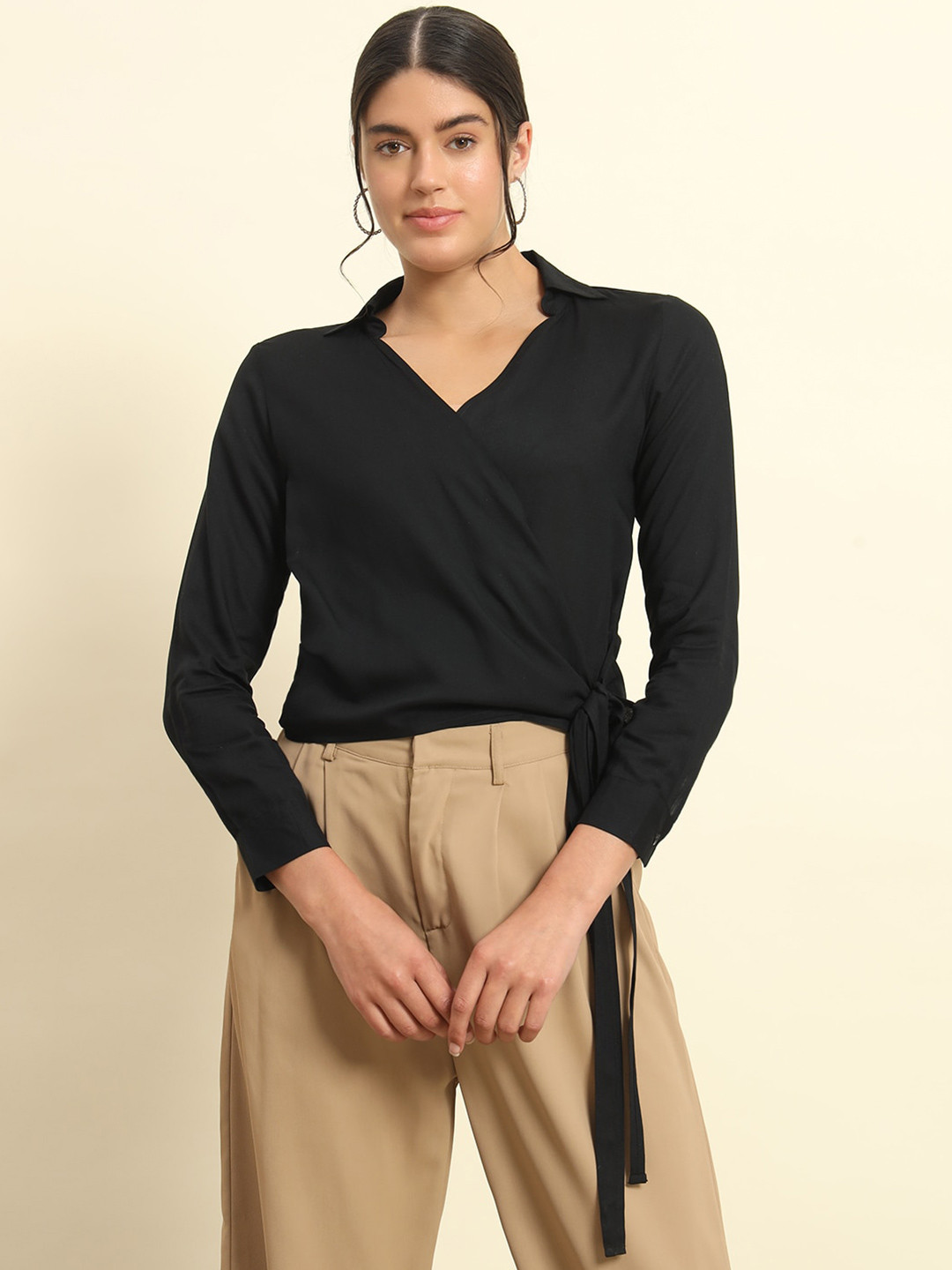 Trend Arrest Long Sleeves Wrap Top