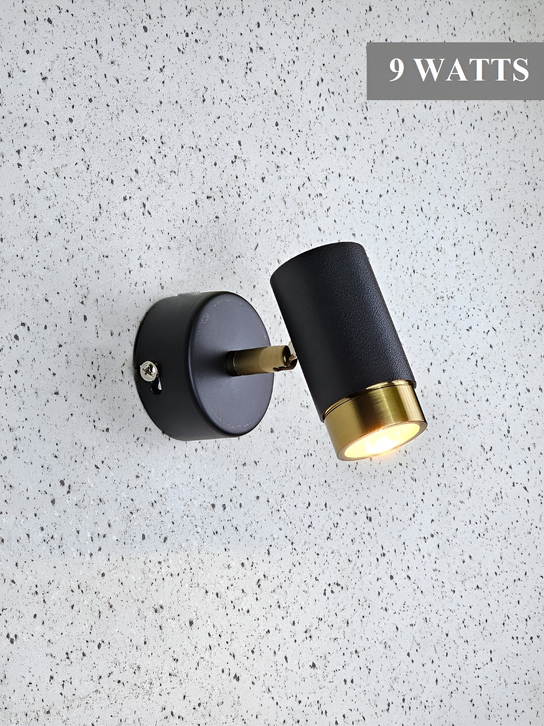 Mufasa Black & Gold-Toned Aluminium Contemporary Cylinder LED Spot Wall Lamp