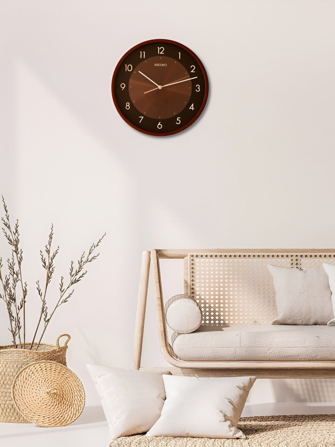 SEIKO Brown Embellished Traditional Analogue Wall Clock