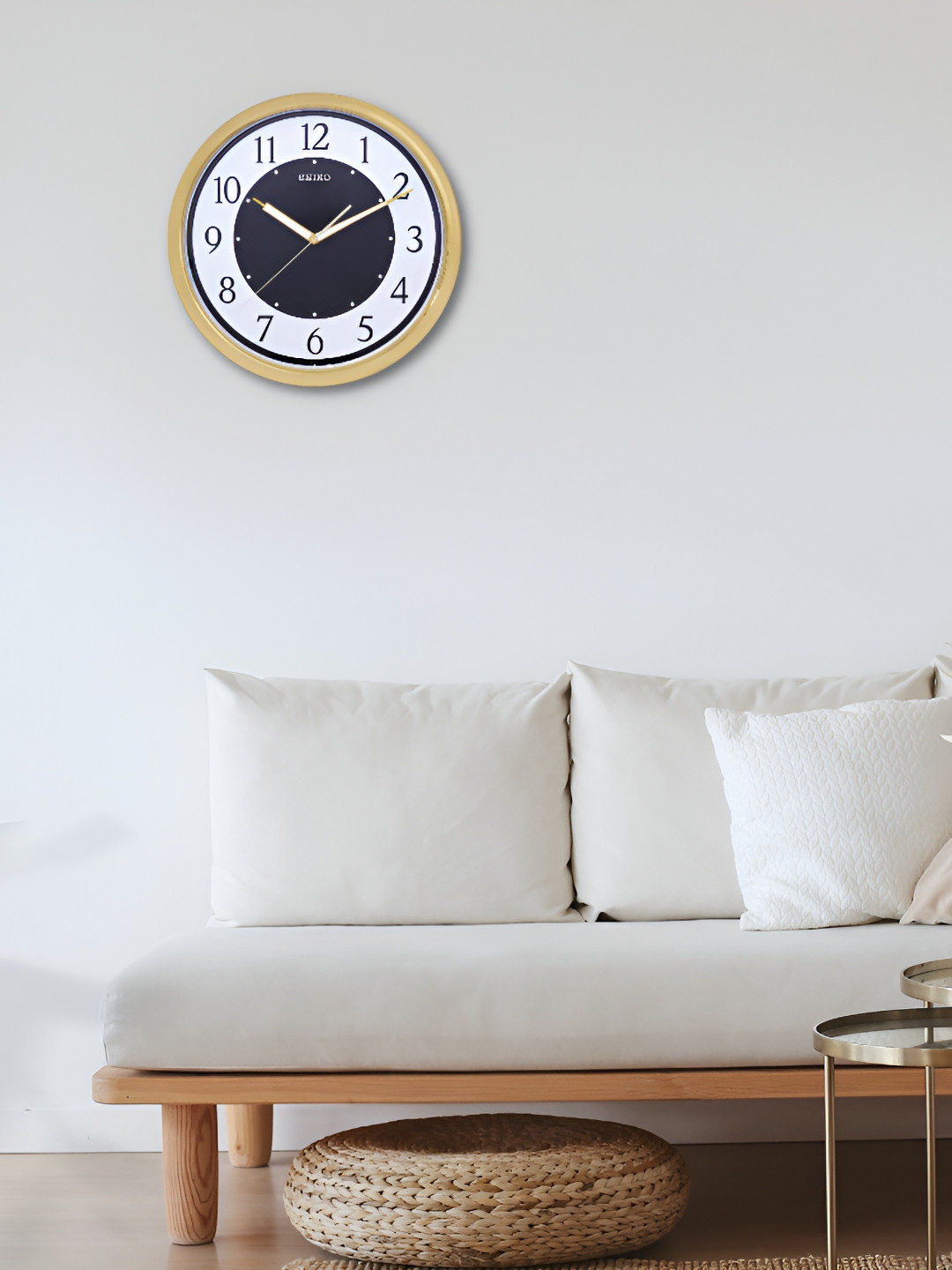 SEIKO Cream & White Colourblocked Traditional Analogue Wall Clock